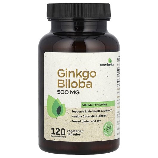 Основное фото товара Future Biotics, Гинкго Билоба, Ginkgo Biloba 500 mg, 120 капсул