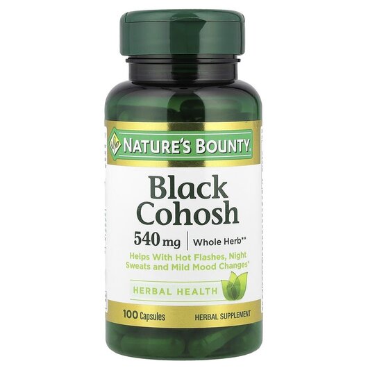 Основне фото товару Black Cohosh 540 mg Основне фото товару Nature's Bounty, Black Cohosh 540 mg, Клопогон 540 мг, 100 к