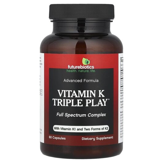 Основное фото товара Vitamin K 550 mcg Triple Play Основное фото товара Future Biotics, Витамин К 550 мкг, Vitamin K Triple Play, 60 капс