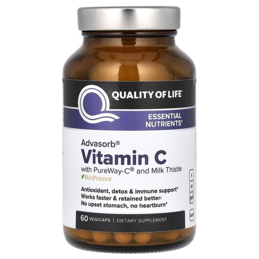 Основное фото товара Quality of Life, Витамин C, Advasorb Vitamin C, 60 капсул