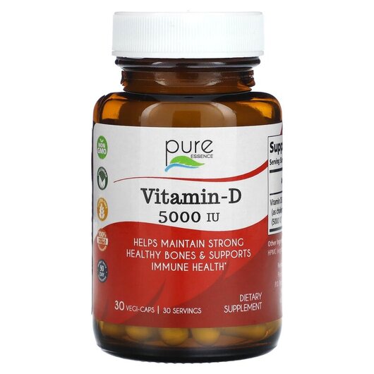 Основне фото товару Pure Essence, Vitamin-D 5000 IU, Вітамін D3, 30 капсул