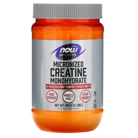 Основне фото товару Sports Micronized Creatine Monohydrate Основне фото товару NOW Foods, Creatine, Креатин, 500 г