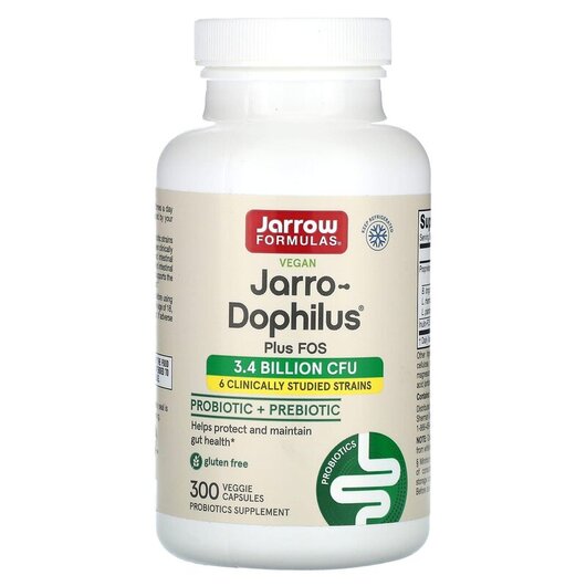 Основне фото товару Jarrow Formulas, Jarro-Dophilus Plus FOS, Пробіотики, 300 капсул
