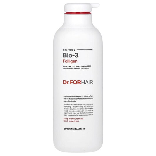 Основне фото товару Folligen Shampoo Bio-3 Основне фото товару Dr.ForHair, Folligen Shampoo Bio-3, Шампунь, 500 мл