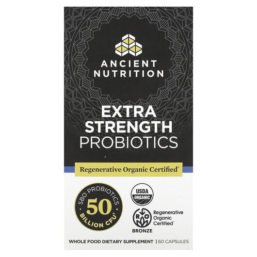 Основне фото товару Extra Strength Probiotics 25 Billion CFU Основне фото товару Ancient Nutrition, Extra Strength Probiotics, Пробіотики, 60 капс