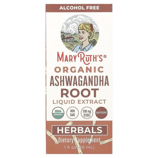 Основне фото товару Organic Ashwagandha Root Liquid Extract Alcohol Free 590, Ашваган