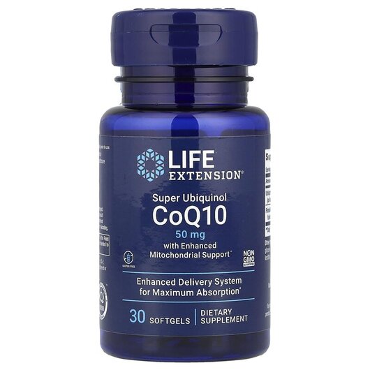 Основное фото товара Super Ubiquinol CoQ10 with Enhanced Mitochondrial Support 50 mg Основное фото товара Super Ubiquinol CoQ10 with Enhanced Mitochondrial Support, Убихин