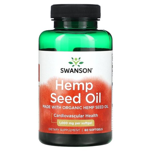 Основное фото товара Swanson, Травяные добавки, Hemp Seed Oil 1000 mg, 60 капсул