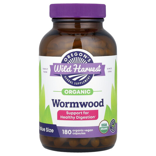Основне фото товару Organic Wormwood Основне фото товару Oregon's Wild Harvest, Organic Wormwood, Полин, 180 капсул