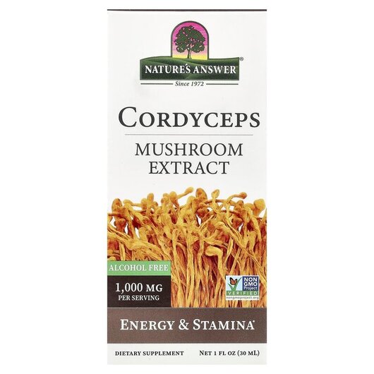 Основне фото товару Cordyceps Mushroom Extract Alcohol Free, Гриби Кордицепс, 30 мл