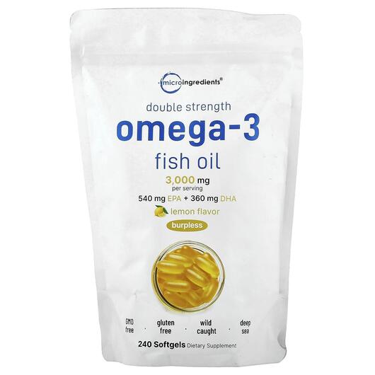 Основне фото товару Double Strength Omega-3 Fish Oil Lemon, Омега 3, 240 капсул