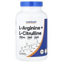 L-Arginine + L-Citrulline L-Аргинин Nutricost 240 капсул L-Arginine + L-Citrulline L-Аргинин Nutricost 240 капсул