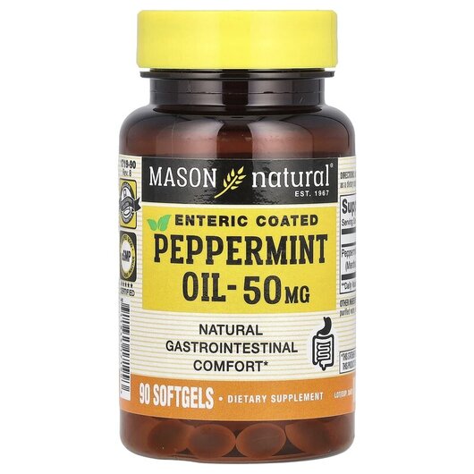Основне фото товару Peppermint Oil Enteric Coated 50 mg Основне фото товару Peppermint Oil Enteric Coated 50 mg, М'ята перцева Олія, 90