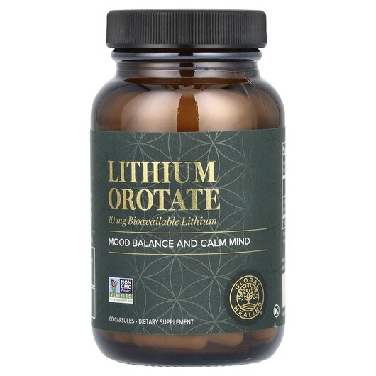 Основное фото товара Global Healing, Литий, Lithium Orotate 10 mg, 60 капсул