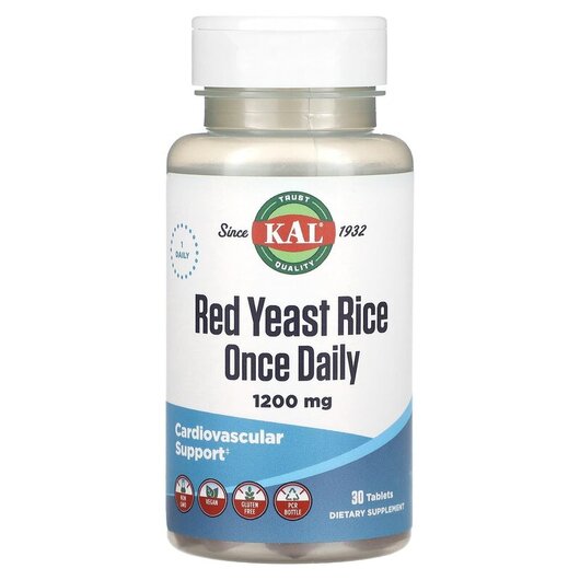 Основне фото товару KAL, Red Yeast Rice 1200 mg, Червоний дріжджовий рис, 30 таблеток