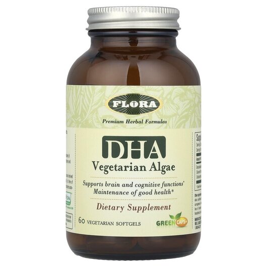 Основне фото товару Flora, DHA Vegetarian Algae, DHA з водоростей, 60 капсул