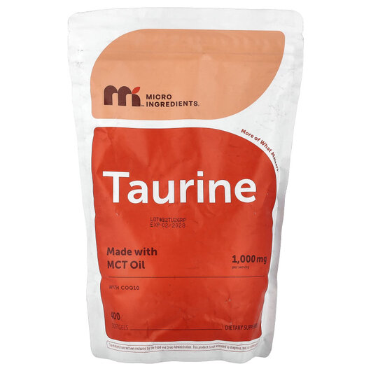 Основне фото товару Taurine Основне фото товару Micro Ingredients, Taurine, L-Таурин, 400 капсул
