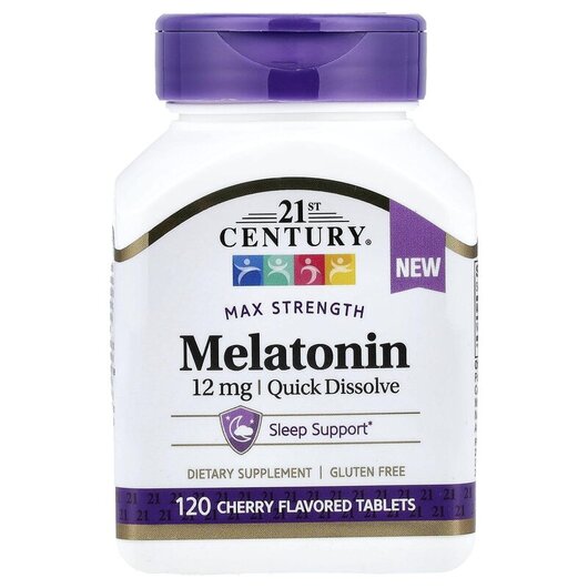 Основное фото товара Мелатонин, Melatonin Max Strength Cherry 12 mg, 120 таблеток