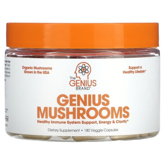 Основне фото товару Genius Mushrooms Основне фото товару The Genius Brand, Genius Mushrooms, Органічні гриби, 180 капсул