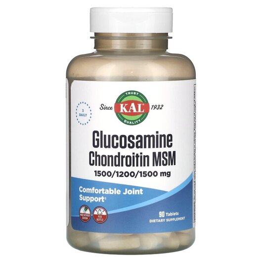 Основное фото товара Glucosamine Chondroitin MSM Основное фото товара KAL, Глюкозамин Хондроитин, Glucosamine Chondroitin MSM, 90 табле