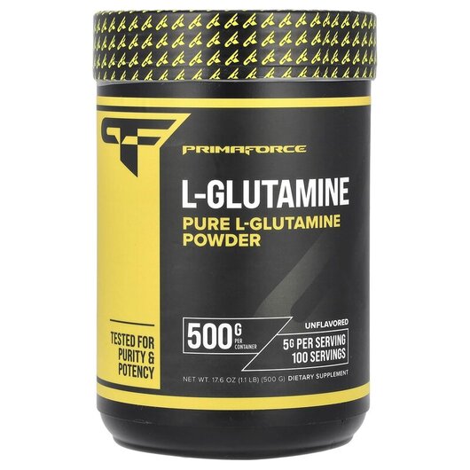 Основне фото товару L-Glutamine Unflavored Основне фото товару Primaforce, L-Glutamine Unflavored, L-Глутамін, 500 г