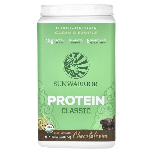 Основне фото товару Classic Protein Chocolate Основне фото товару Sunwarrior, Classic Protein Chocolate, Протеїн, 750 г