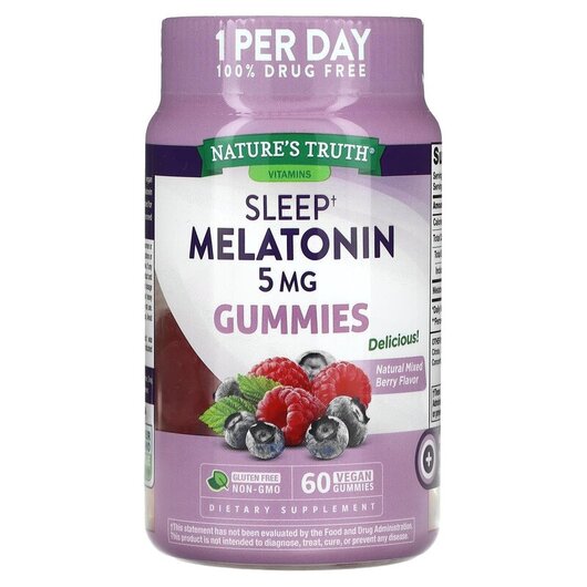 Основное фото товара Мелатонин, Sleep Melatonin Mixed Berry 5 mg, 60 таблеток