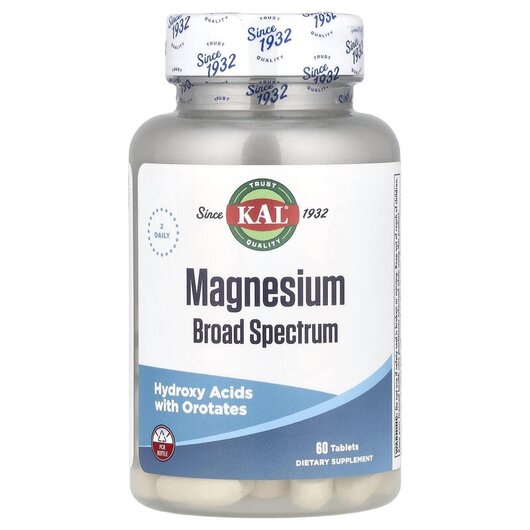 Основное фото товара Magnesium Broad Spectrum Основное фото товара KAL, Магний, Magnesium Broad Spectrum, 60 таблеток