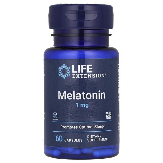Основне фото товару Life Extension, Melatonin 1 mg, Мелатонін, 60 капсул