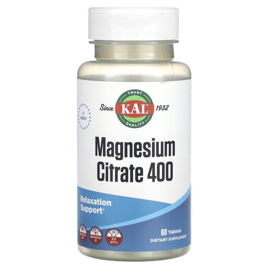 Основне фото товару KAL, Magnesium Citrate 400, Магній, 60 таблеток