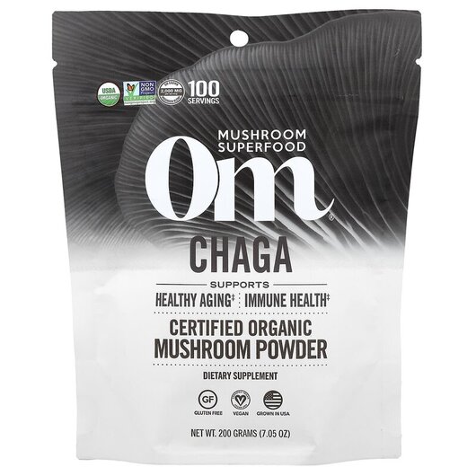 Основне фото товару Om Mushroom Superfood, Chaga, Гриби Чага, 200 г