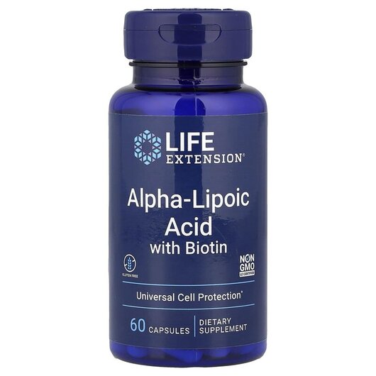 Основное фото товара Alpha-Lipoic Acid with Biotin Основное фото товара Альфа-липоевая, Alpha-Lipoic Acid with Biotin, 60 капсул