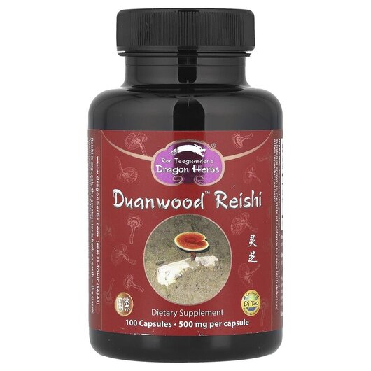 Основне фото товару Dragon Herbs, Duanwood Reishi 500 mg, Гриби Рейши 500 мг, 100 кап