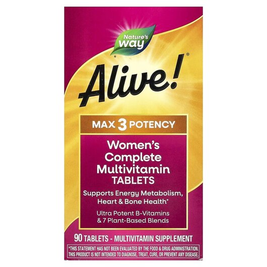Основное фото товара Alive! Max3 Potency Women's Multivitamin Основное фото товара Nature's Way, Витамины для женщин, Max3 Potency Women's