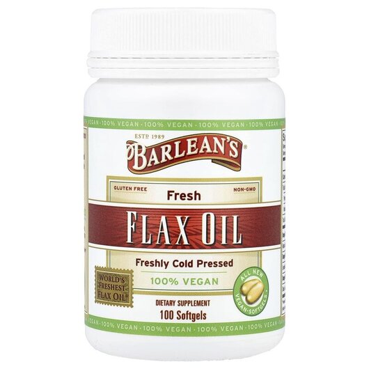 Основное фото товара Barlean's, Льняное Масло, Fresh Flax Oil, 100 капсул