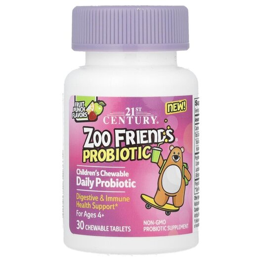 Основное фото товара Zoo Friends Children's Chewable Probiotic Age 4+ Fruit Punch Основное фото товара Zoo Friends Children's Chewable Probiotic Age 4+, Пробиотики