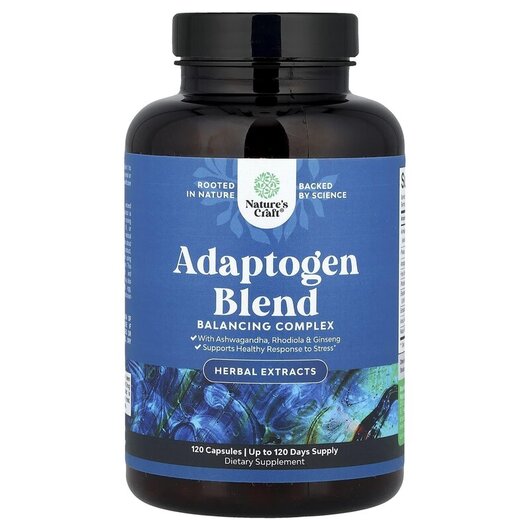 Основне фото товару Adaptogen Blend Основне фото товару Nature's Craft, Adaptogen Blend, Адаптоген, 120 капсул