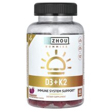 Вітаміни D3 K2 K2 + D3 Strawberry Zhou Nutrition Вітаміни D3 K2 K2 + D3 Strawberry Zhou Nutrition