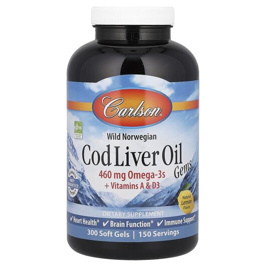 Основне фото товару Wild Norwegian Cod Liver Oil Gems Natural, Олія печінки тріски, 3