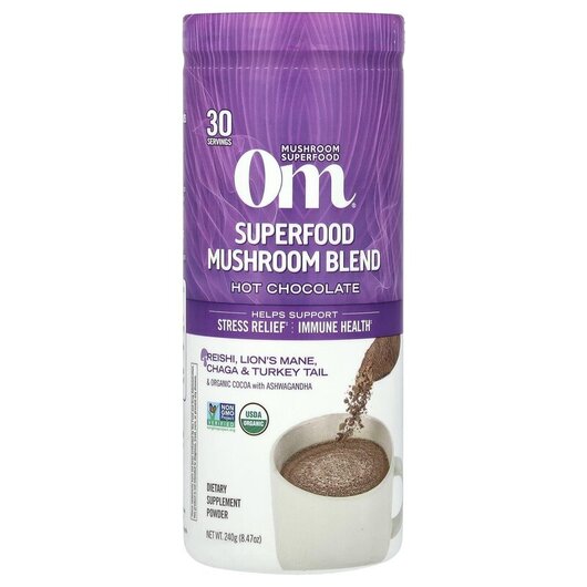 Основное фото товара Mushroom Hot Chocolate Blend Основное фото товара Om Mushroom Superfood, Грибы, Mushroom Hot Chocolate Blend, 240 г