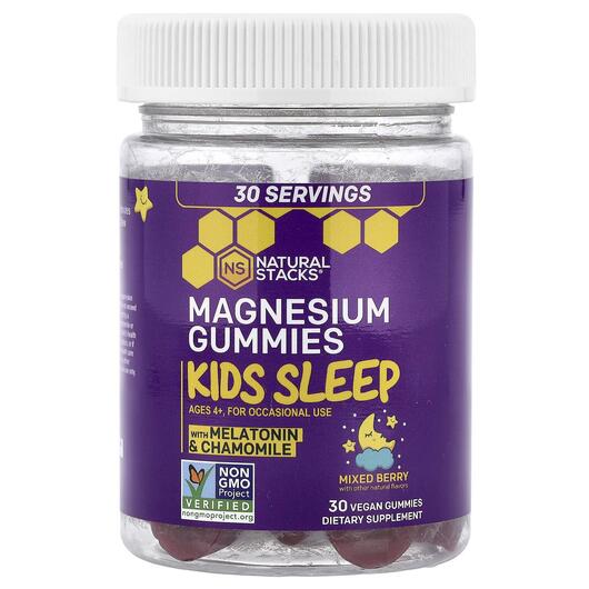 Основне фото товару Kids Sleep Magnesium Gummies With Melatonin, Підтримка сну, 30 та