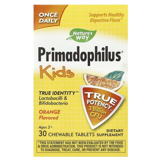 Основное фото товара Primadophilus Kids Orange 3 Billion CFU Основное фото товара Примадофилус, Primadophilus Kids Chewable Orange, 30 конфет