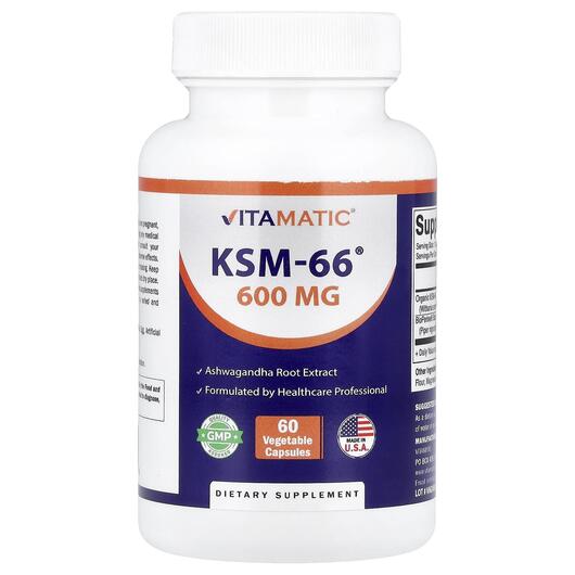 Основное фото товара Vitamatic, Ашваганда, KSM-66 600 mg, 60 капсул