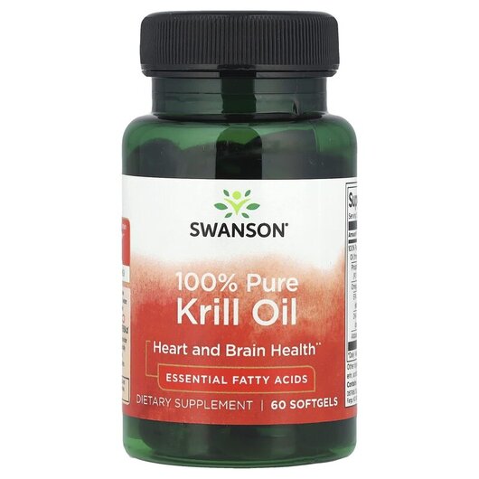 Основне фото товару Swanson, 100% Pure Krill Oil, Масло Антарктичного Кріля, 60 капсу