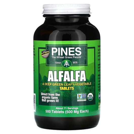 Основное фото товара Pines International, Люцерна, Alfalfa 500 mg, 500 таблеток