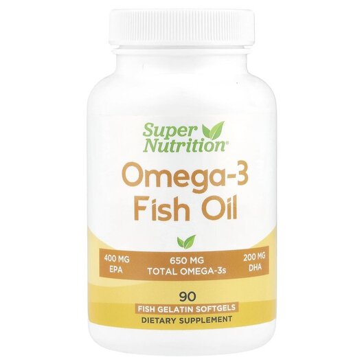 Основне фото товару Super Nutrition, Omega-3 Fish Oils 1000 mg, Риб'ячий жир, 90
