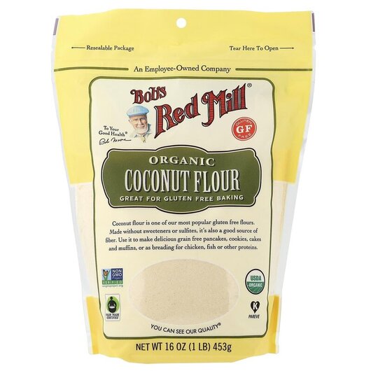 Основное фото товара Organic Coconut Flour Gluten Free Основное фото товара Bob's Red Mill, Мука, Organic Coconut Flour Gluten Free, 453