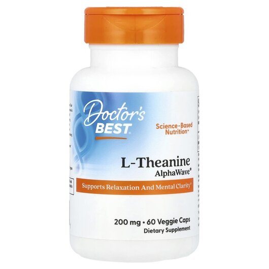 Основне фото товару Doctor's Best, L-Theanine AlphaWave 200 mg, L-Теанін, 60 кап
