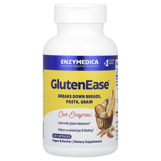Основное фото товара GlutenEase Основное фото товара Enzymedica, Ферменты для Глютена, GlutenEase, 120 капсул