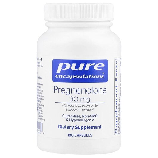 Основне фото товару Pregnenolone 30 mg Основне фото товару Pure Encapsulations, Pregnenolone 30 mg, Прегненолон, 180 капсул